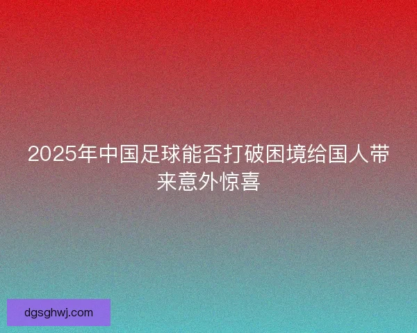 2025年中国足球能否打破困境给国人带来意外惊喜