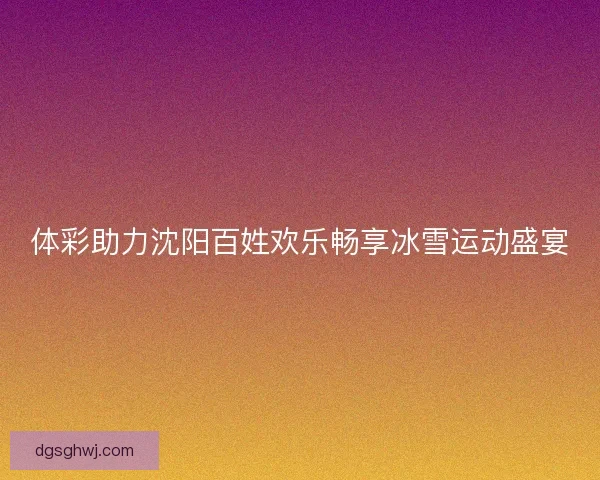 体彩助力沈阳百姓欢乐畅享冰雪运动盛宴